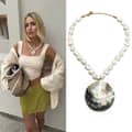 White Shell-black Pendant Necklace-385 Cm-lobster Clasp