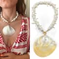 Yellow Disc Shell Clasp 43cm Necklace