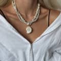 Natural Baroque Freshwater Pearl Clavicle Necklace With Seashell Conch Pendant 5