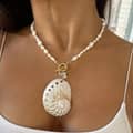Exaggerated Natural Shell Mosaic Bamboo Clavicle Chain Necklace 2