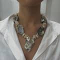 Exaggerated Natural Shell Mosaic Bamboo Clavicle Chain Necklace 3