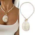 White Shell Necklace-freshwater Pearl