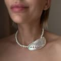 Half-Moon White Shell Necklace-385 Cm-np5