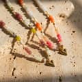 Natural Stone and Freshwater Pearl Necklace with Gold Heart Pendant, Stainless Steel 5