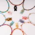 Natural Gemstone Fish Charm Necklace, Stainless Steel Waterproof 2