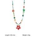 Natural Stone Mushroom Flower Charm Beaded Necklace, Stainless Steel 5