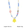 Natural Stone Mushroom Flower Charm Beaded Necklace, Stainless Steel 6