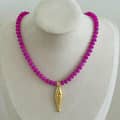 Colorful Gemstone Beaded Choker, 18K Gold Fish Charm, Ocean Style 2