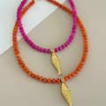 Colorful Gemstone Beaded Choker, 18K Gold Fish Charm, Ocean Style 4