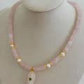 Natural Stone and Freshwater Pearl Fish Pendant Choker, 18K Gold, Boho 3