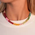 Bohemian Ombre Color Block Gemstone Choker, Pink Seed Bead Spacers, Dainty 2