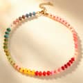 Bohemian Ombre Color Block Gemstone Choker, Pink Seed Bead Spacers, Dainty 3