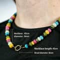 Bohemian Rainbow Gemstone Abacus Bead Choker, Gold Circle Spring Clasp 2