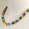 Bohemian Rainbow Gemstone Abacus Bead Choker, Gold Circle Spring Clasp 3