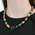 Bohemian Rainbow Gemstone Abacus Bead Choker, Gold Circle Spring Clasp 5
