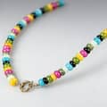 Bohemian Rainbow Gemstone Abacus Bead Choker, Gold Circle Spring Clasp 6