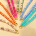 Bohemian Candy Color Gemstone Choker, 18K Gold Oval Carabiner Lock Clasp 1