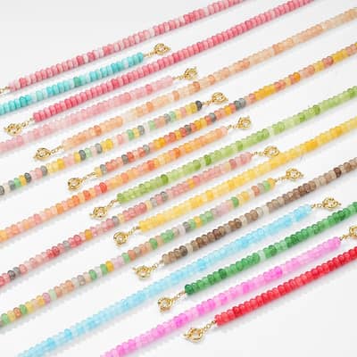 Candy Color Natural Stone Multi-Layer Abacus Bead Choker, Dainty Stackable detail 1