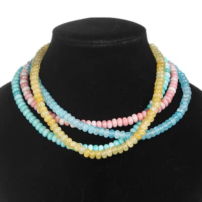 Candy Color Natural Stone Multi-Layer Abacus Bead Choker, Dainty Stackable detail 2