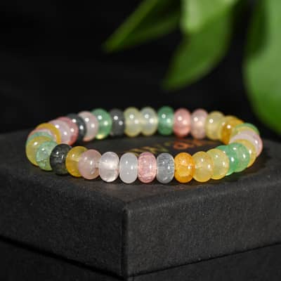 Colorful Natural Stone Beaded Bracelet Gemstone Abacus Bead Elastic Stretch Bracelet Stackable Jewelry detail 5