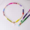 Bohemian Gemstone Abacus Bead Choker, 18K Gold Spring Ring Clasp Heart Pendant 4