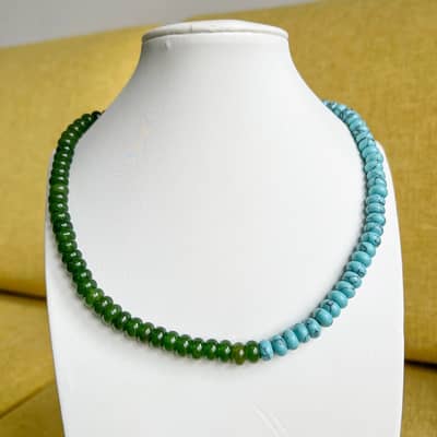 Bohemian Colorful Natural Stone Gemstone Bead Necklace, 18K Gold Spring Clasp detail 5
