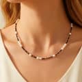 Freshwater Pearl and Black Natural Stone Bead Choker, 18K Gold Stainless Steel, Boho 1