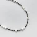Freshwater Pearl and Black Natural Stone Bead Choker, 18K Gold Stainless Steel, Boho 2