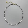 Freshwater Pearl and Black Natural Stone Bead Choker, 18K Gold Stainless Steel, Boho 3