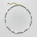 Freshwater Pearl and Black Natural Stone Bead Choker, 18K Gold Stainless Steel, Boho 5