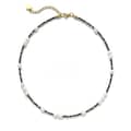 Freshwater Pearl and Black Natural Stone Bead Choker, 18K Gold Stainless Steel, Boho 6