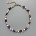 Natural Crystal and Freshwater Pearl Irregular Gemstone Choker, 18K Gold Clasp 3