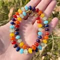Colorful Natural Stone Beaded Necklace, 18K Gold Stainless Steel Waterproof 3