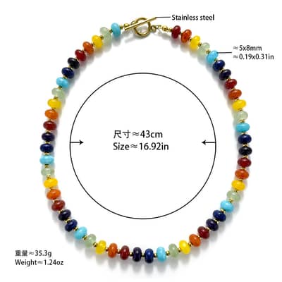 Colorful Natural Stone Beaded Necklace, 18K Gold Stainless Steel Waterproof detail 5