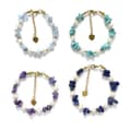 Natural Aquamarine Chips Bracelet Freshwater Pearl Beaded Bracelet Stainless Steel Gold Adjustable Necklace 2