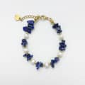 Natural Aquamarine Chips Bracelet Freshwater Pearl Beaded Bracelet Stainless Steel Gold Adjustable Necklace 3