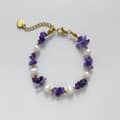 Natural Aquamarine Chips Bracelet Freshwater Pearl Beaded Bracelet Stainless Steel Gold Adjustable Necklace 5
