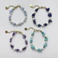 Natural Aquamarine Chips Bracelet Freshwater Pearl Beaded Bracelet Stainless Steel Gold Adjustable Necklace 6