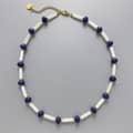 Natural Lapis Lazuli Shell Beaded Necklace, Stainless Steel 18K Gold, Bohemian 3