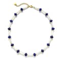 Natural Lapis Lazuli Shell Beaded Necklace, Stainless Steel 18K Gold, Bohemian 5