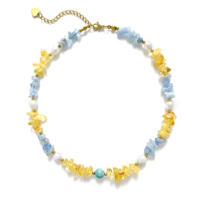 Bohemian Pebble and Natural Real Pearl Beaded Necklace, Stainless Steel detail 6