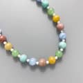 Colored Natural Stone Beaded Necklace, Bohemian Style, 18K Stainless Steel 3