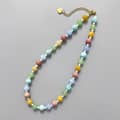 Colored Natural Stone Beaded Necklace, Bohemian Style, 18K Stainless Steel 4