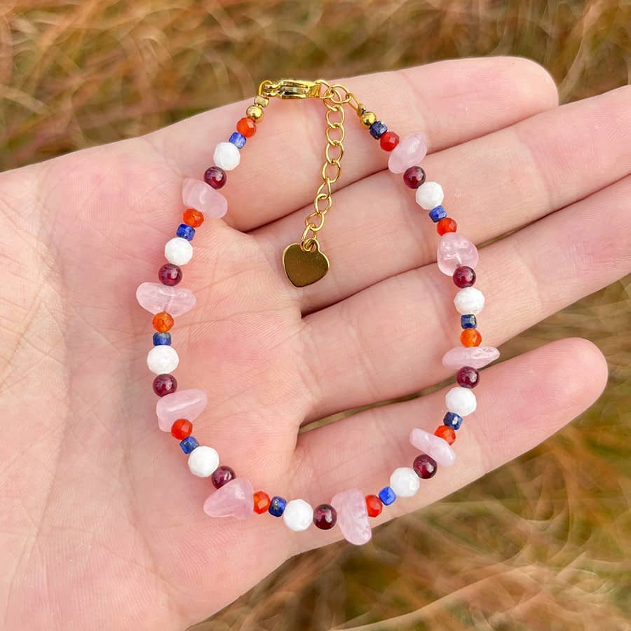 Bohemian Mixed Color Natural Stone Beaded Bracelet Crystal Chips Bracelet Anti Fading Stainless Steel Beaded Bracelet - main