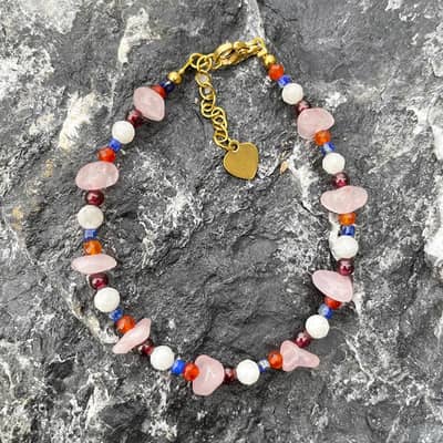 Bohemian Mixed Color Natural Stone Beaded Bracelet Crystal Chips Bracelet Anti Fading Stainless Steel Beaded Bracelet detail 4