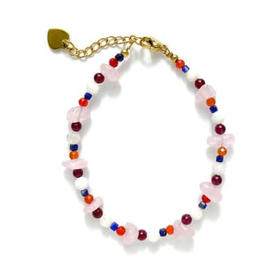 Bohemian Mixed Color Natural Stone Beaded Bracelet Crystal Chips Bracelet Anti Fading Stainless Steel Beaded Bracelet detail 6