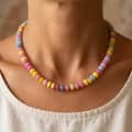 Colorful Natural Stone Abacus Bead Necklace, Stainless Steel OT Buckle 1
