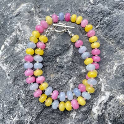 Colorful Natural Stone Abacus Bead Necklace, Stainless Steel OT Buckle detail 3