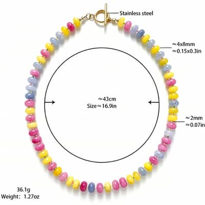 Colorful Natural Stone Abacus Bead Necklace, Stainless Steel OT Buckle detail 5