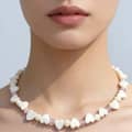 Bohemian Mother Pearl Heart Beaded Necklace, Pink Crystal Waterproof Stainless Steel 1
